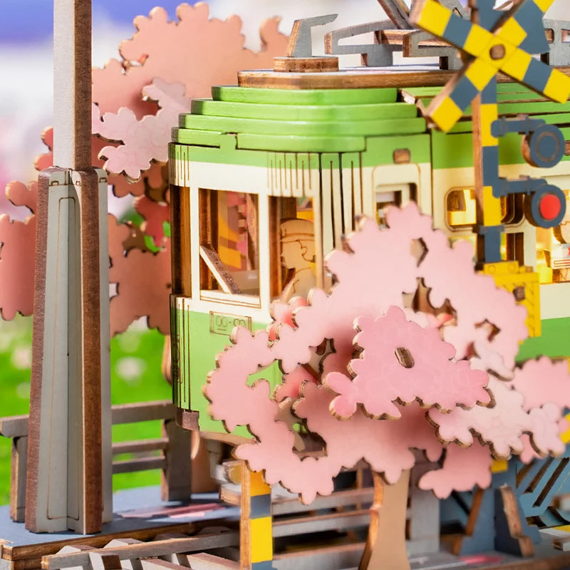 Robotime Sakura Journey 3D Wooden Puzzle Car - Creative Eco-Friendly Fun