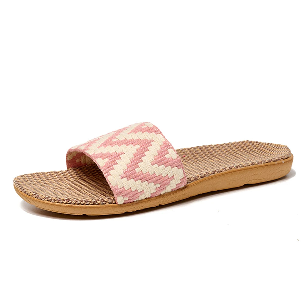 Stylish Linen Slippers - Lightweight Non-Slip Home Sandals