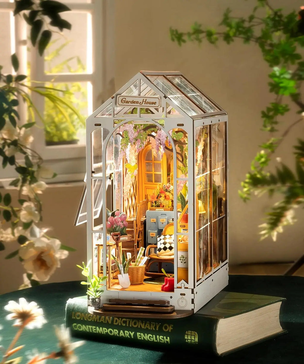 Robotime DIY Garden House Book Nook Miniature Kit for Creative Decor