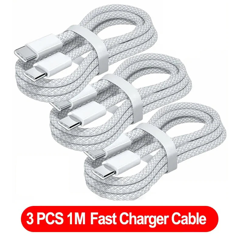 3-Pack USB C Fast Charging Cable - 100W for iPhone, Samsung, Xiaomi