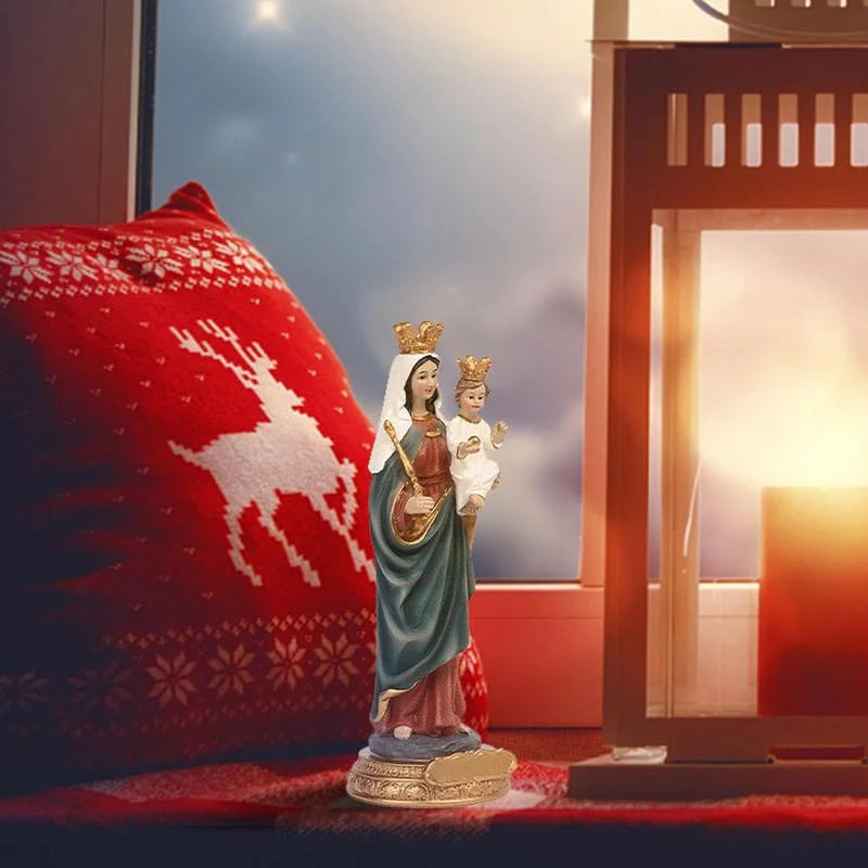 Elegant Virgin Mary & Jesus Resin Statue | Artful Religious Decor