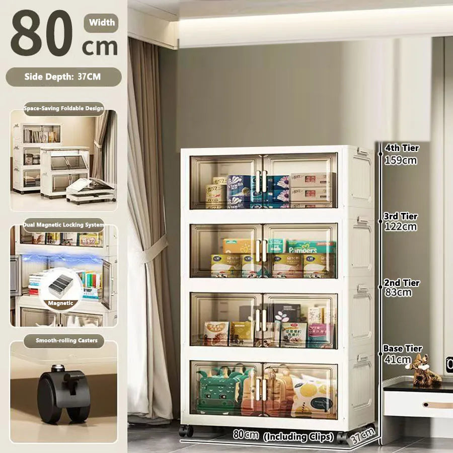 Folding Storage Cabinet - Versatile Toy & Snack Organizer for Home
