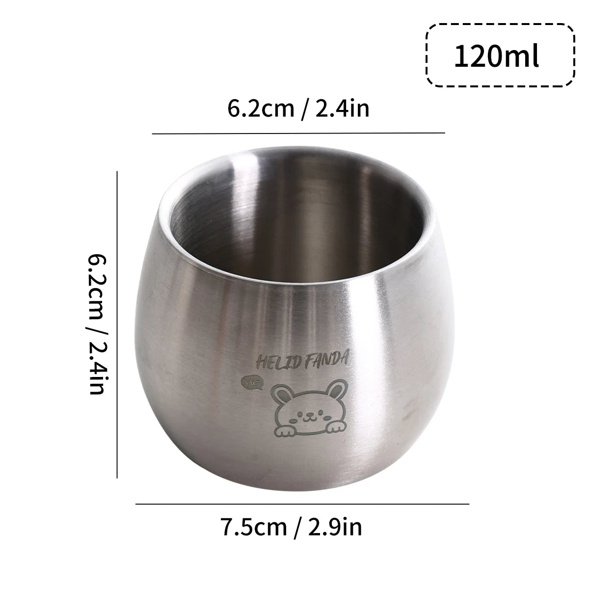 Double-Layer Cute Metal Coffee Cup for Kids - 120ml Stainless Steel