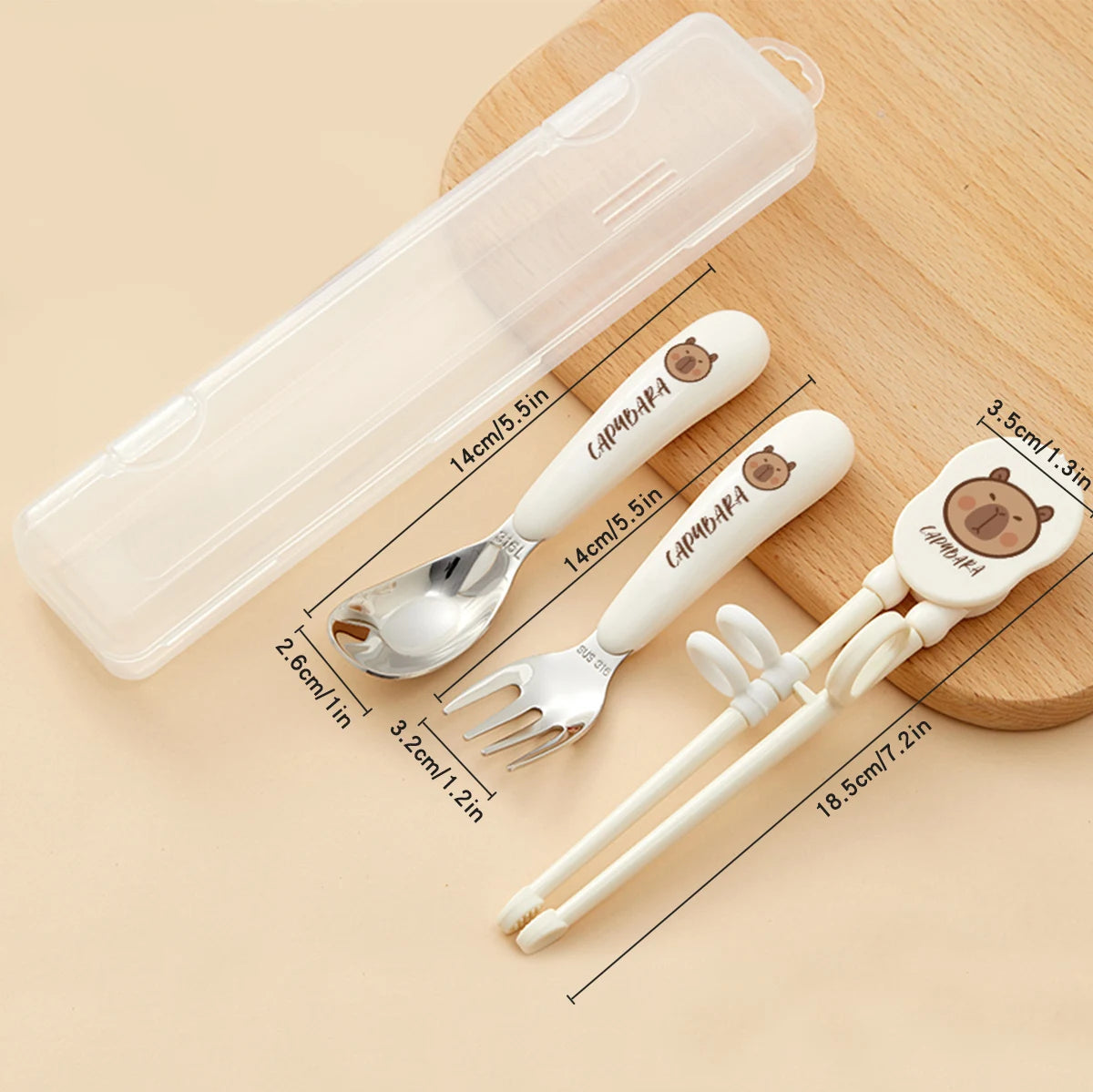 Kids Portable Stainless Steel Cutlery Set - Chopsticks, Spoon & Fork