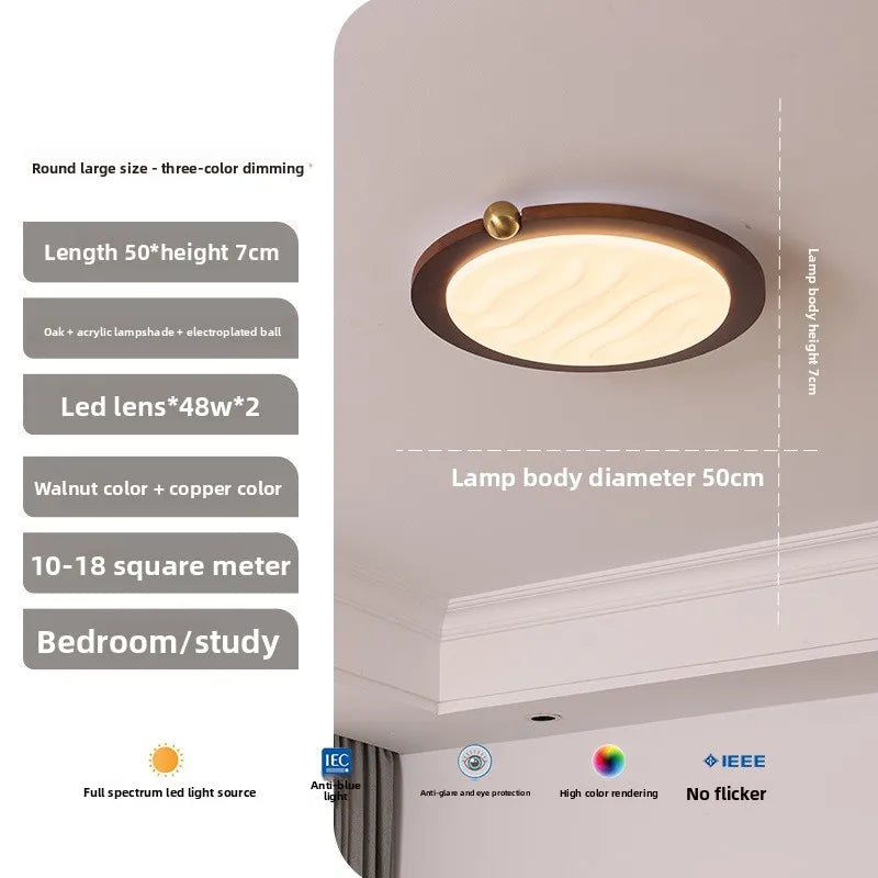 Wabi-Sabi Walnut Wood Ceiling Light - Modern LED Eye Protection