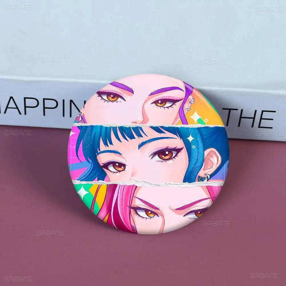 K-Pop Demon Hunters Anime Pin Button | Cute Cartoon Brooch Jewelry