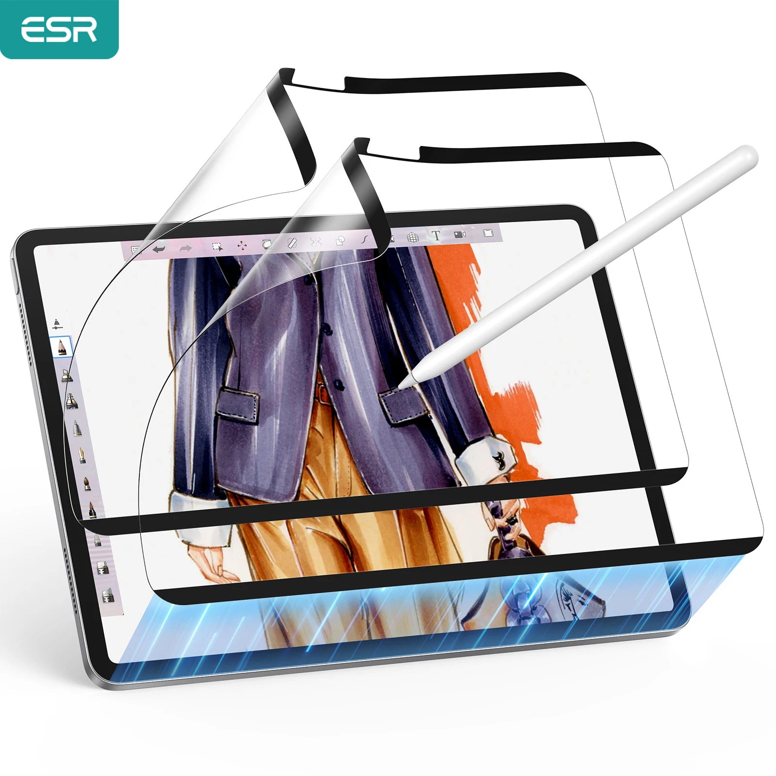 ESR iPad Pro & Air Magnetic Screen Protector - Paper-like, Removable