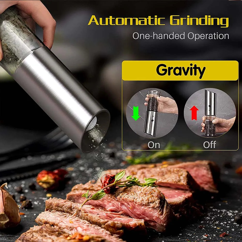 USB Rechargeable Electric Salt & Pepper Grinder Set - Automatic & Eco-Friendly