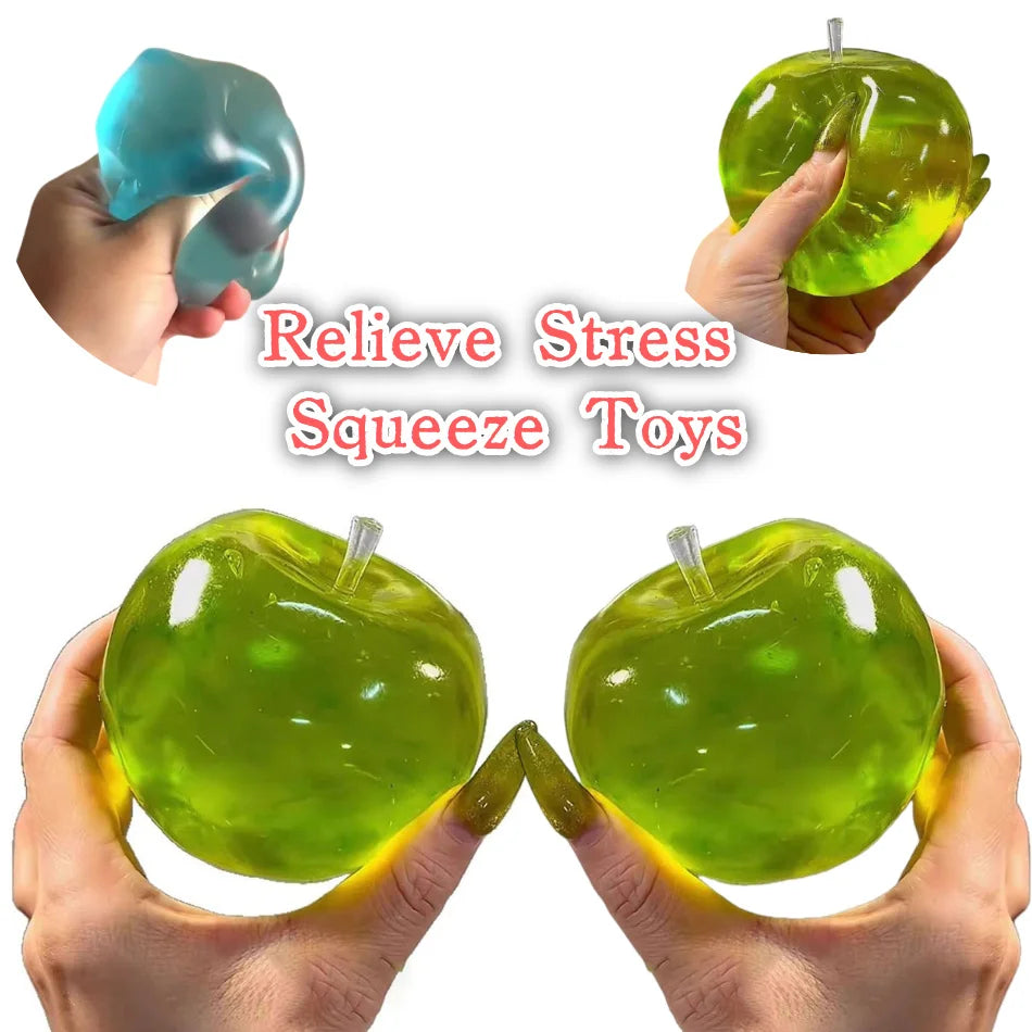 Squishy Green Apple Stress Ball - Fidget Sensory Toy for Relief