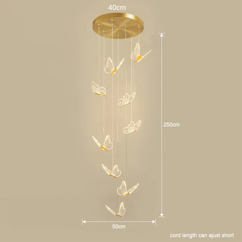 Luxury Modern Acrylic Butterfly Spiral Chandelier - Elegant Home Lighting