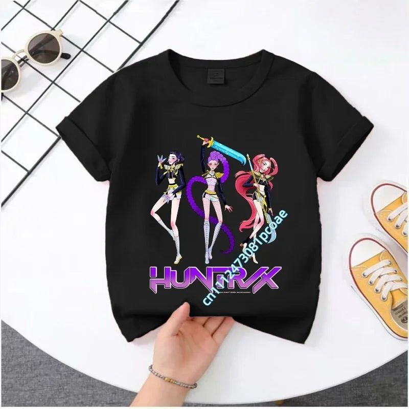 Cute Kpop Demon Hunters T-Shirt for Kids | Short Sleeve Cotton Tee