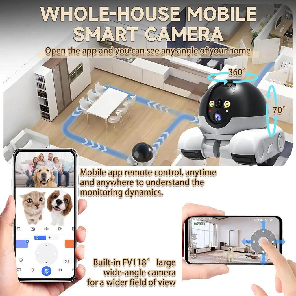 1080P Movable Pet Cam - Smart Home Security & Monitoring for Pets