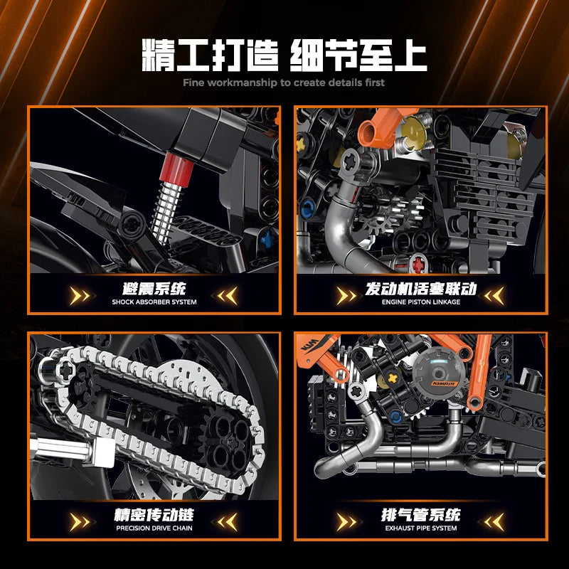 MOULD KING 1:8 Motorcycle Building Block Model Kit - Fun for Kids