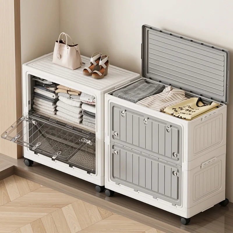 Foldable Storage Bin with Wheels - Space-Saving Organizer for Clothes & Toys