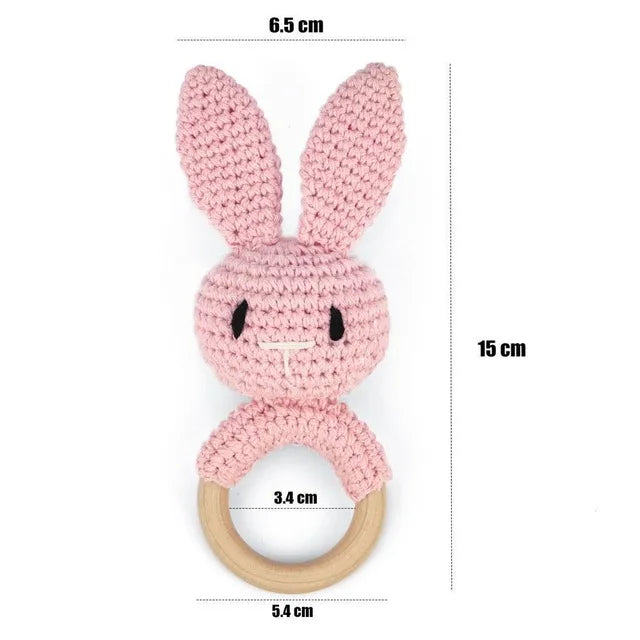 Bopoobo Baby Crochet Rattle Toy - Soft Wooden Teether & Infant Gym