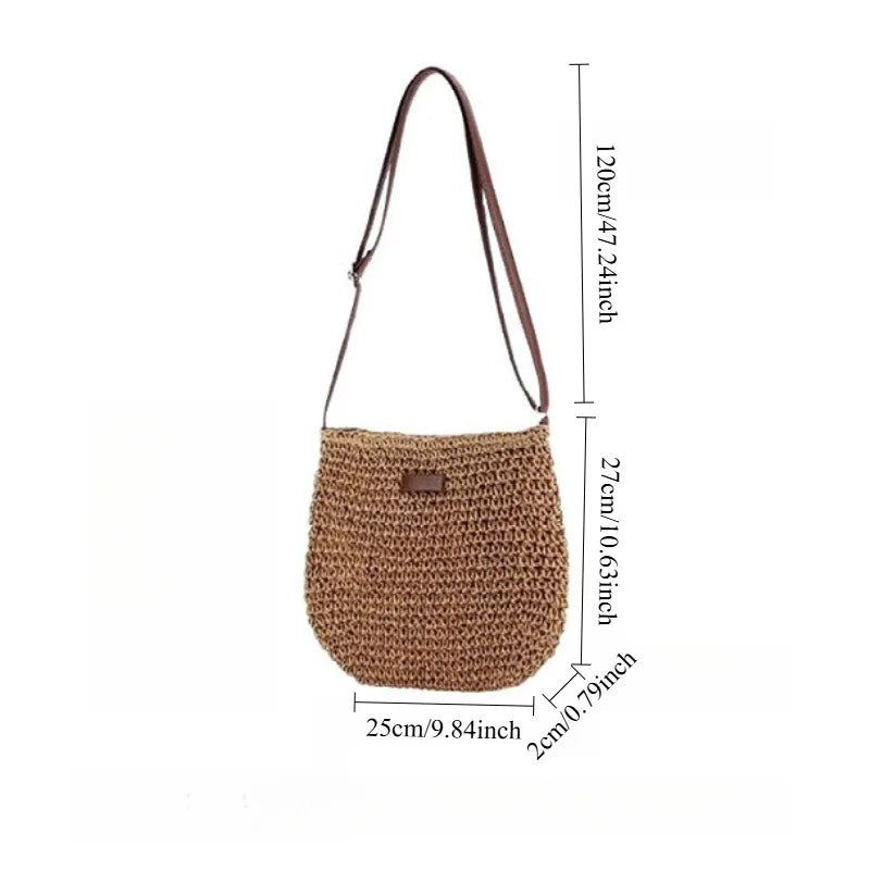 Stylish Straw Woven Crossbody Bag for Women - Beach Ready Design