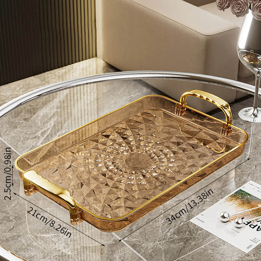 Clear Plastic Food Tray - Double Handle Rectangle Design