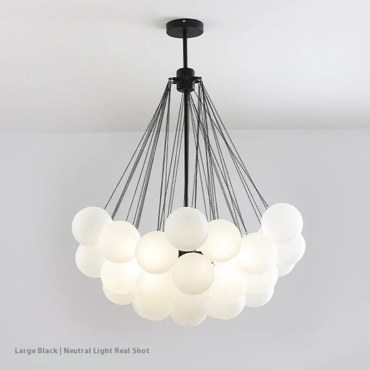Nordic Bubble Ball Chandelier - Stylish Cream Glass Pendant Lamp