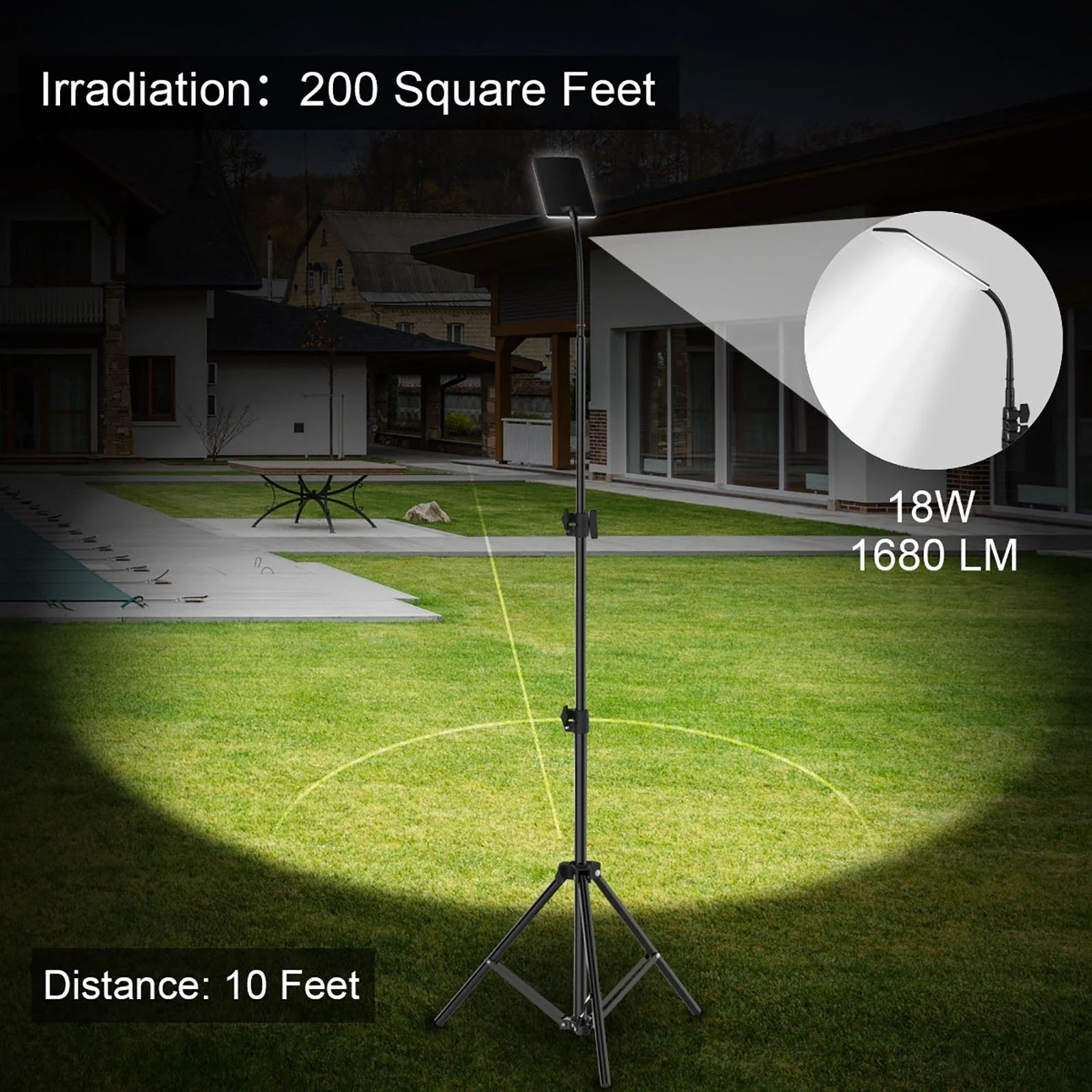 Adjustable Outdoor Camping Light with Tripod - 1680 Lumens Bright