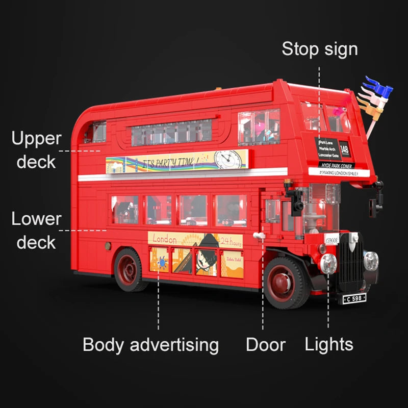 Cada London Double Deck Bus Building Blocks - Creative Playset for Kids