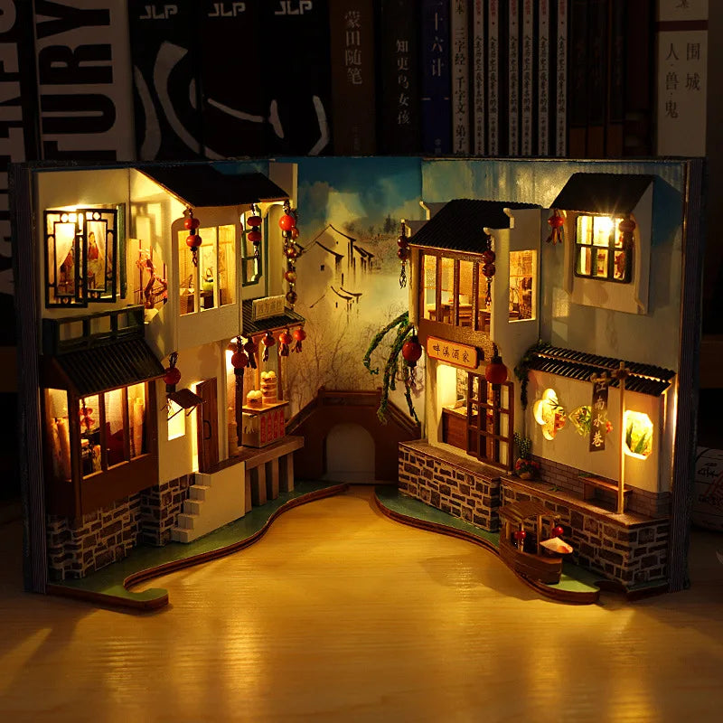 Charming DIY Miniature Wooden Book Nook Model Kit for Creativity