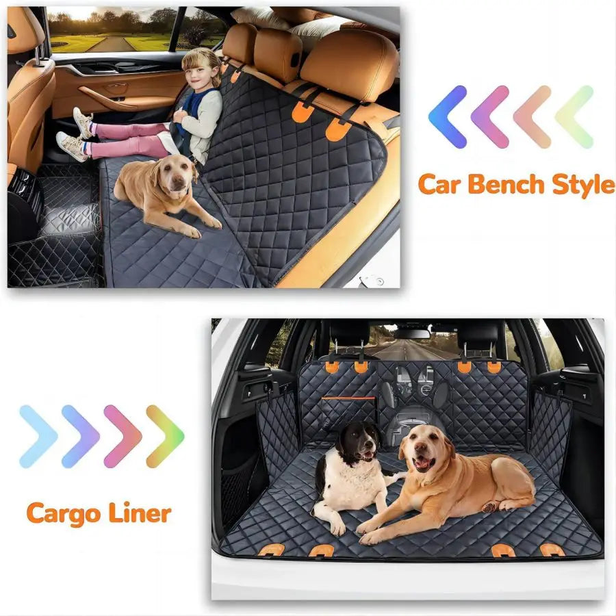 Waterproof Dog Car Seat Cover with Mesh Window - Universal Fit