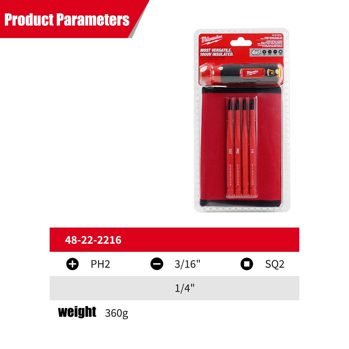 Milwaukee 4-in-1 1000V Insulated Slim Tip Screwdriver Set