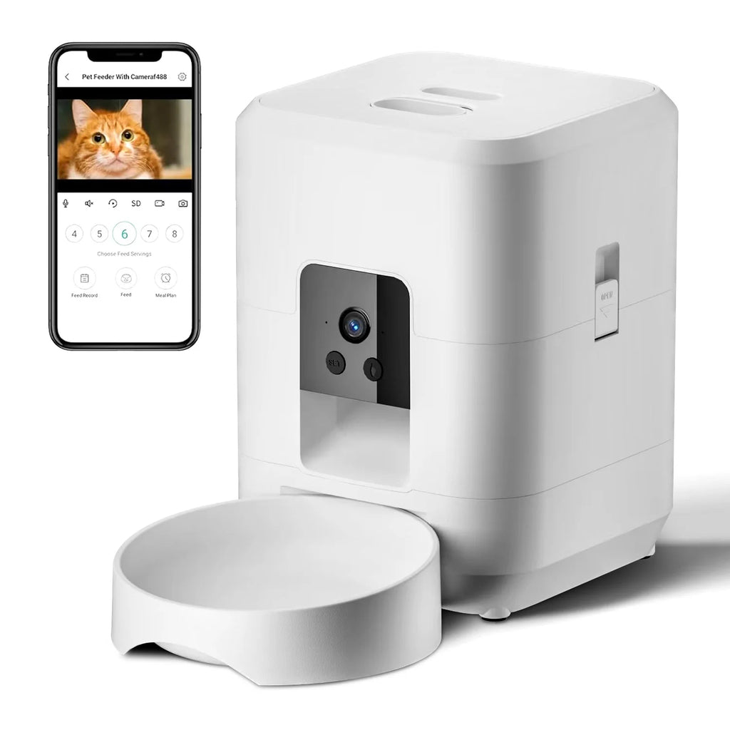 Smart Automatic Pet Feeder with Camera & App Control - 2L