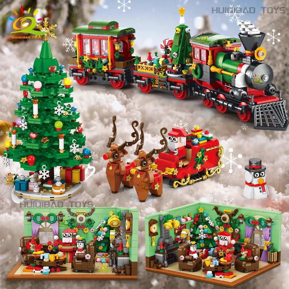 HUIQIBAO Christmas Train Countdown Building Block Set for Kids & Adults