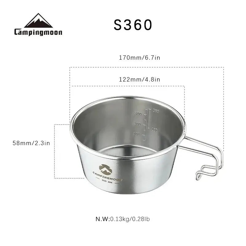 CAMPINGMOON Stainless Steel Camping Bowl - 450ml Outdoor Essential