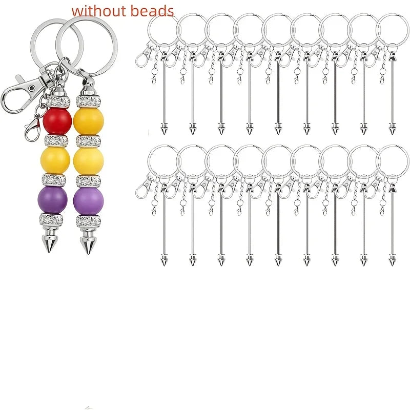 DIY Beaded Keychain Making Kit - 9/18pcs Stainless Steel Supplies