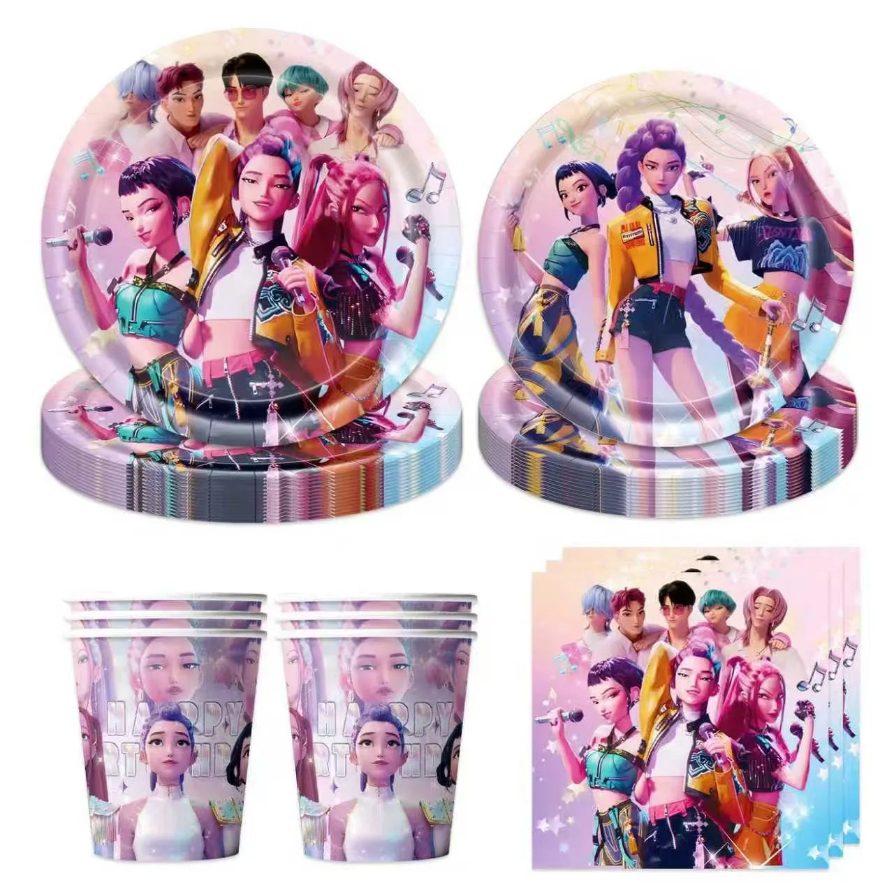 K-Pop Demon Hunters Birthday Party Supplies - Plates, Cups, Napkins & Decor