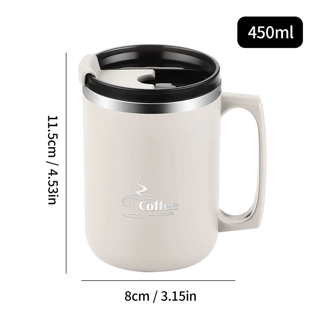 Double-Layer Insulated Stainless Steel Coffee Mug with Handle