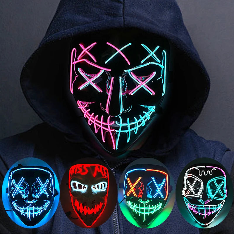 Glow-in-the-Dark Wireless LED Purge Mask for Halloween Cosplay