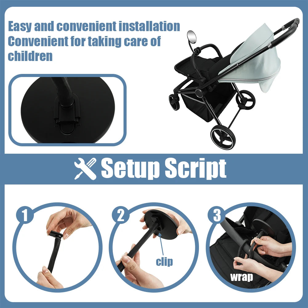 Adjustable 360° Stroller Mirror - Shatterproof for Safe Baby Viewing