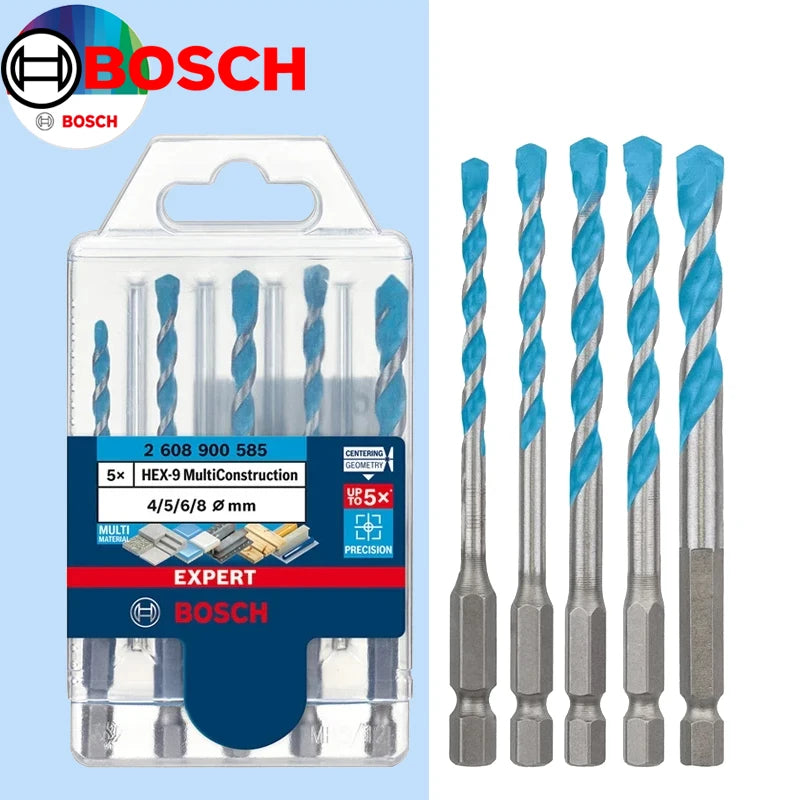 Bosch Hexagonal Twist Drill Bits Set (4/5/6/6/8mm) - 5-Piece Set
