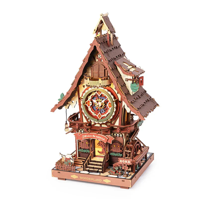 Robotime 3D Wooden Cuckoo Clock Kit - DIY Puzzle with LED Lights