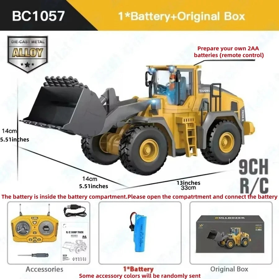 2.4GHz RC Excavator Toy Truck for Kids | Alloy, Lights & Sounds