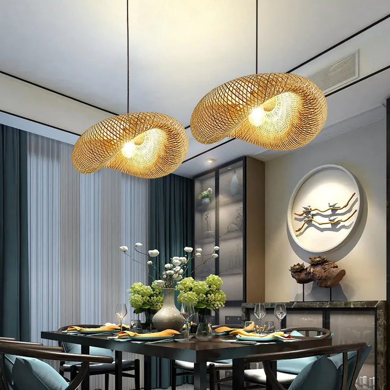 Eco-Friendly Bamboo Pendant Light - Handcrafted Wicker Design
