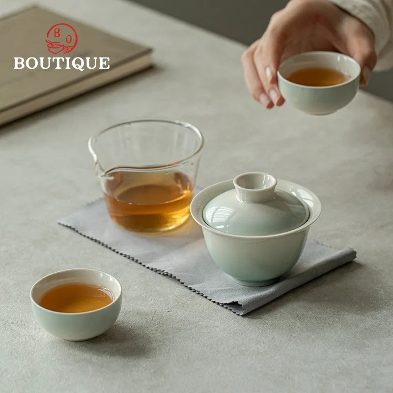 Vibrant Handmade Teaware Set for Outdoor Adventures - Portable & Stylish