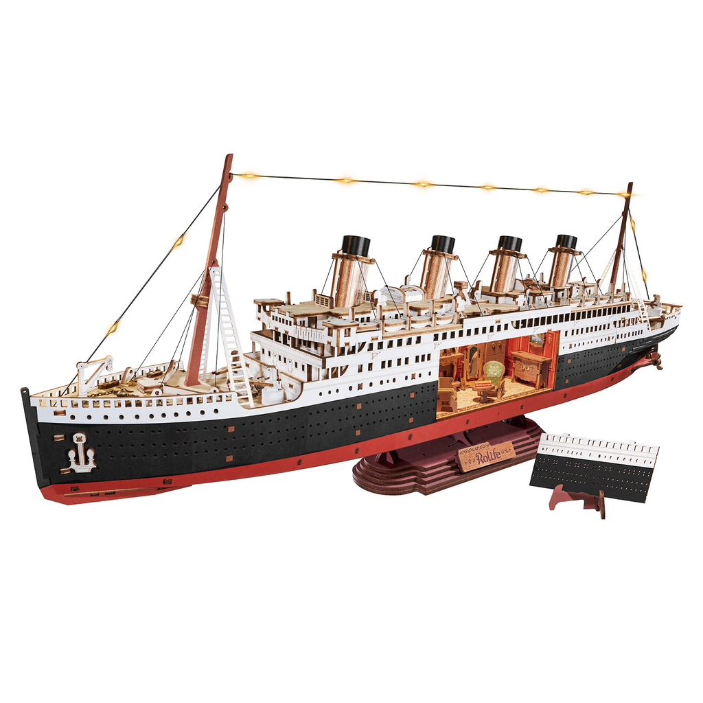 Luxury 3D Cruise Ship Puzzle Kit with LED Lights - Nautical Decor