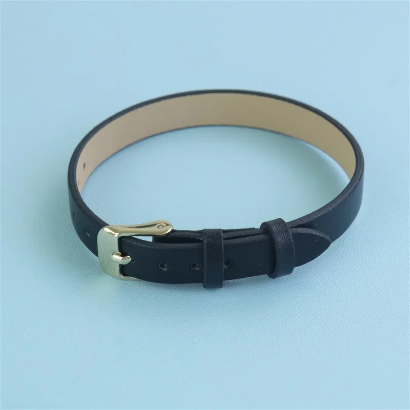 Elegant Gold Leather Watchband - Classic Minimalist Strap - 6mm, 8mm, 10mm