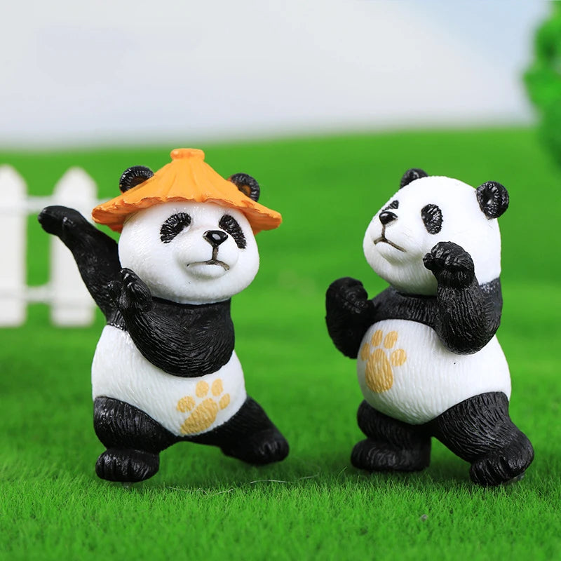 4pcs Creative Mini Panda Figurines - Cute Home & Car Decor