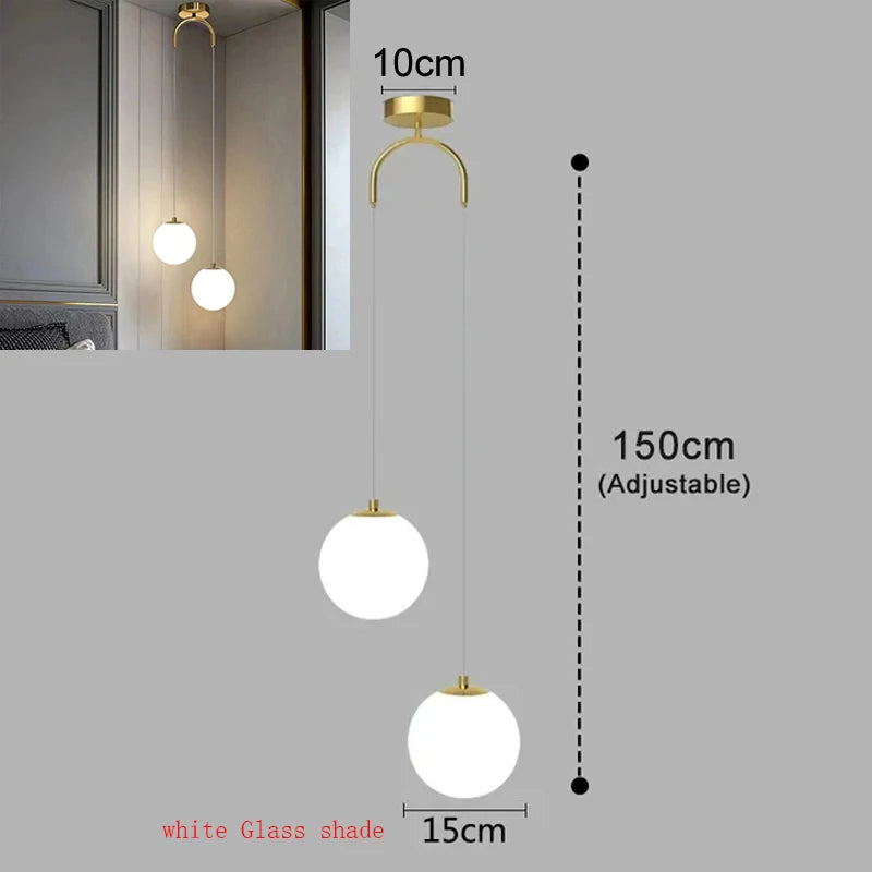 Modern Nordic Glass Ball Pendant Light - Elegant Brass & Black Design