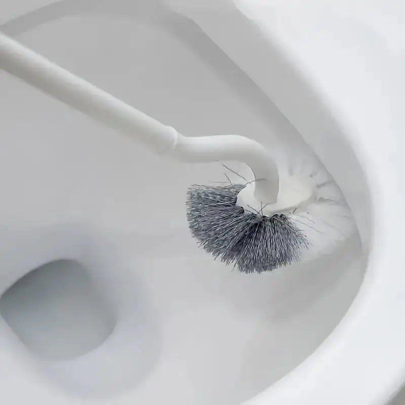 Ergonomic C-Type Toilet Brush with 18" Handle - Reusable & Portable Cleaner