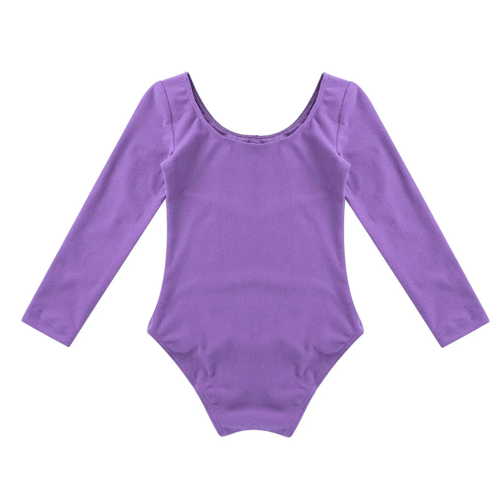Girls Long Sleeve Ballet Leotard - Soft & Stretchy Dance Costume