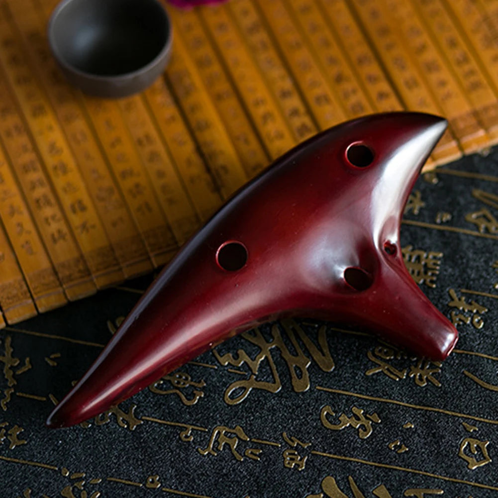 12 Hole Alto C Ceramic Ocarina with Song Book & Carry Bag - Perfect for Beginners