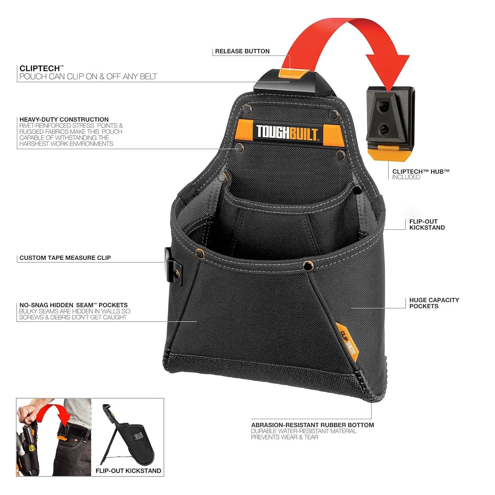 ToughBuilt Multi-Functional Tool Pouch with Kickstand & ClipTech™