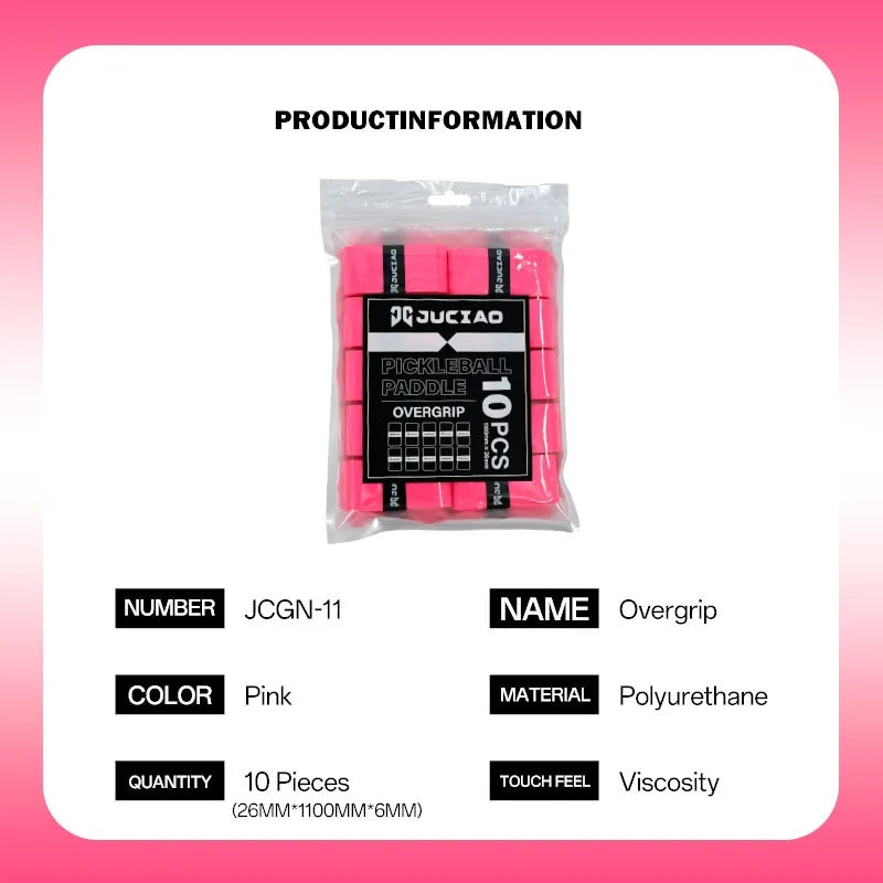 JUCiAO Pickleball Paddle Overgrips – 10 Pack Moisture-Wicking Tape