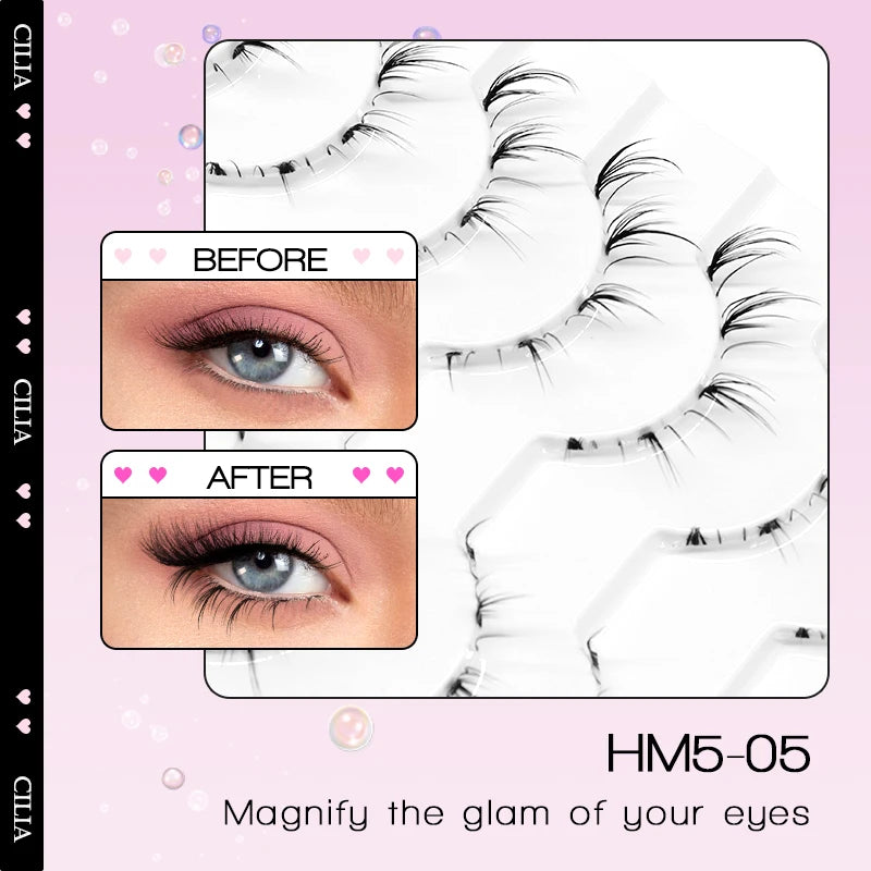 10 Pairs Manga Lower Eyelashes - Wispy Under Eye Lashes for Cosplay